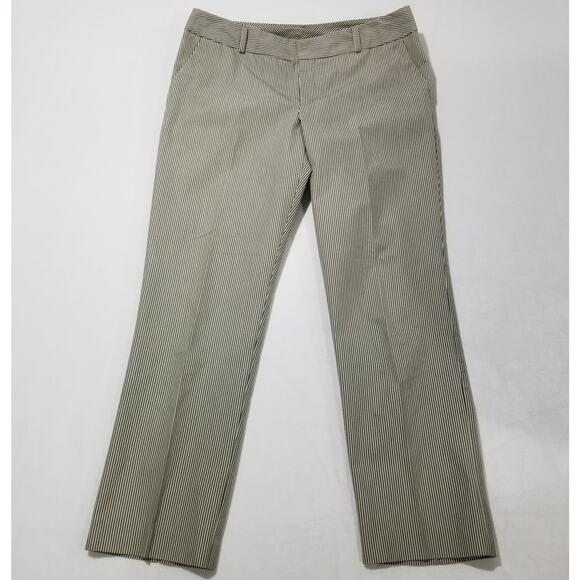 Norma Kamali Pants 8 Black Straw Stripe Crop Ankle Flat Front - Picture 2 of 12